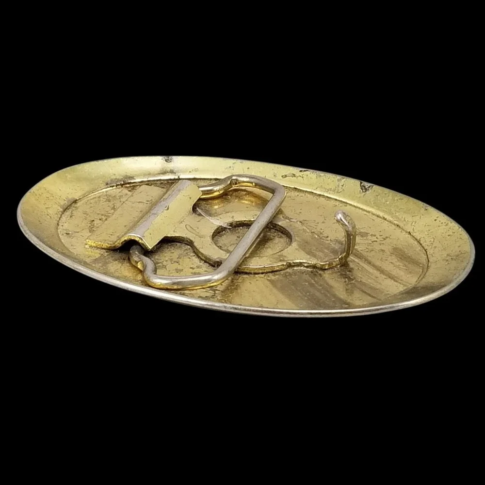 Vintage 2870 Gt4 Traction King Tractor Belt Buckle Oval Gold Tone Farm Equipment